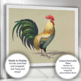 Colourful Rooster Farmhouse Bird Portrait Illustration Canvas Wall Art Print Decor Picture Ready to Hang