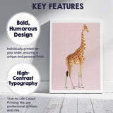 Elegant Giraffe Wildlife Portrait On Soft Blush Pink Background Canvas Wall Art Print Decor Picture Ready to Hang