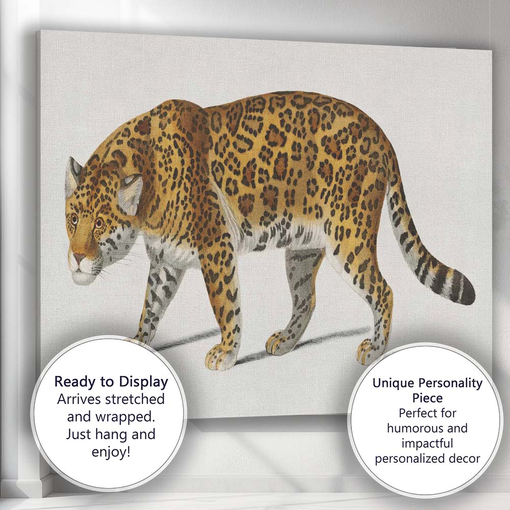 Detailed Jaguar Big Cat Wildlife Portrait Illustration Canvas Wall Art Print Decor Picture Ready to Hang