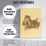 Whimsical Leopard With Pineapple Tropical Animal Illustration Canvas Wall Art Print Decor Picture Ready to Hang