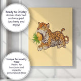 Whimsical Leopard With Pineapple Tropical Animal Illustration Canvas Wall Art Print Decor Picture Ready to Hang