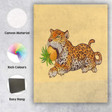 Whimsical Leopard With Pineapple Tropical Animal Illustration Canvas Wall Art Print Decor Picture Ready to Hang