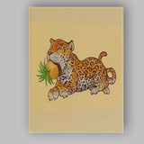 Whimsical Leopard With Pineapple Tropical Animal Illustration Canvas Wall Art Print Decor Picture Ready to Hang
