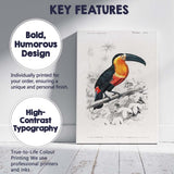 Colourful Tropical Toucan Bird Botanical Illustration Canvas Wall Art Print Decor Picture Ready to Hang