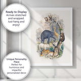 Exotic Wildlife Animal Kingdom Collage Illustration Canvas Wall Art Print Decor Picture Ready to Hang