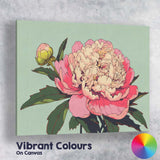 Soft Pink Peony Bloom Botanical Illustration Floral Artwork Canvas Wall Art Print Decor Picture Ready to Hang
