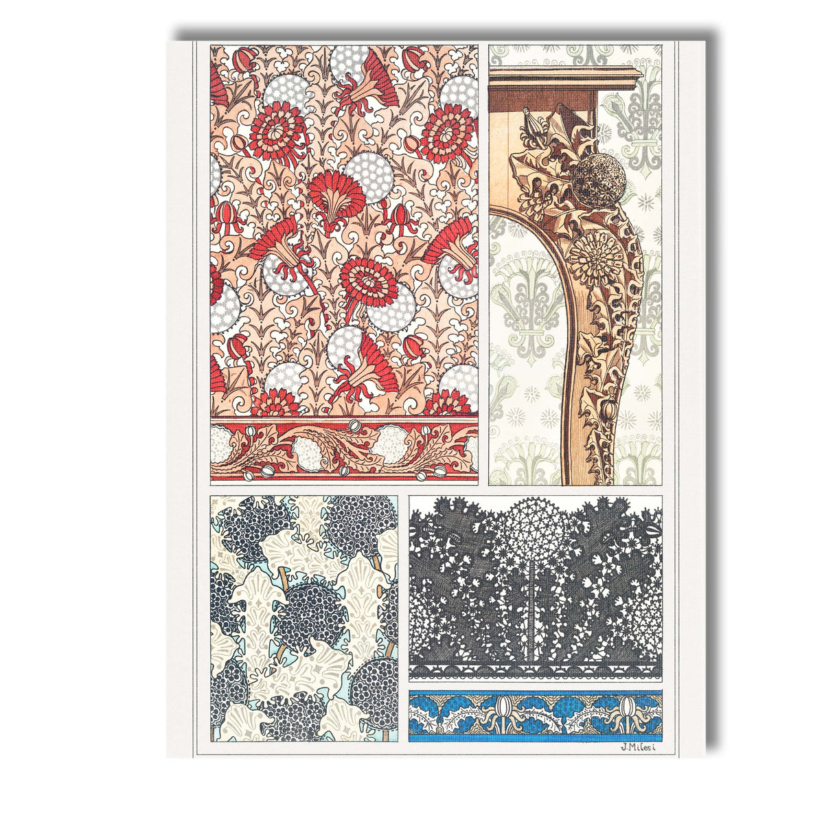 William Morris Style Dandelion Ornamental Floral Pattern Illustration Canvas Wall Art Print Decor Picture Ready to Hang