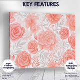 Soft Coral Rose Garden Floral Watercolour Pattern Canvas Wall Art Print Decor Picture Ready to Hang