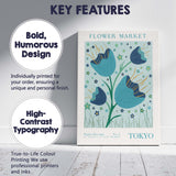 Blue Tulip Scandinavian Floral Market Poster Canvas Wall Art Print Decor Picture Ready to Hang