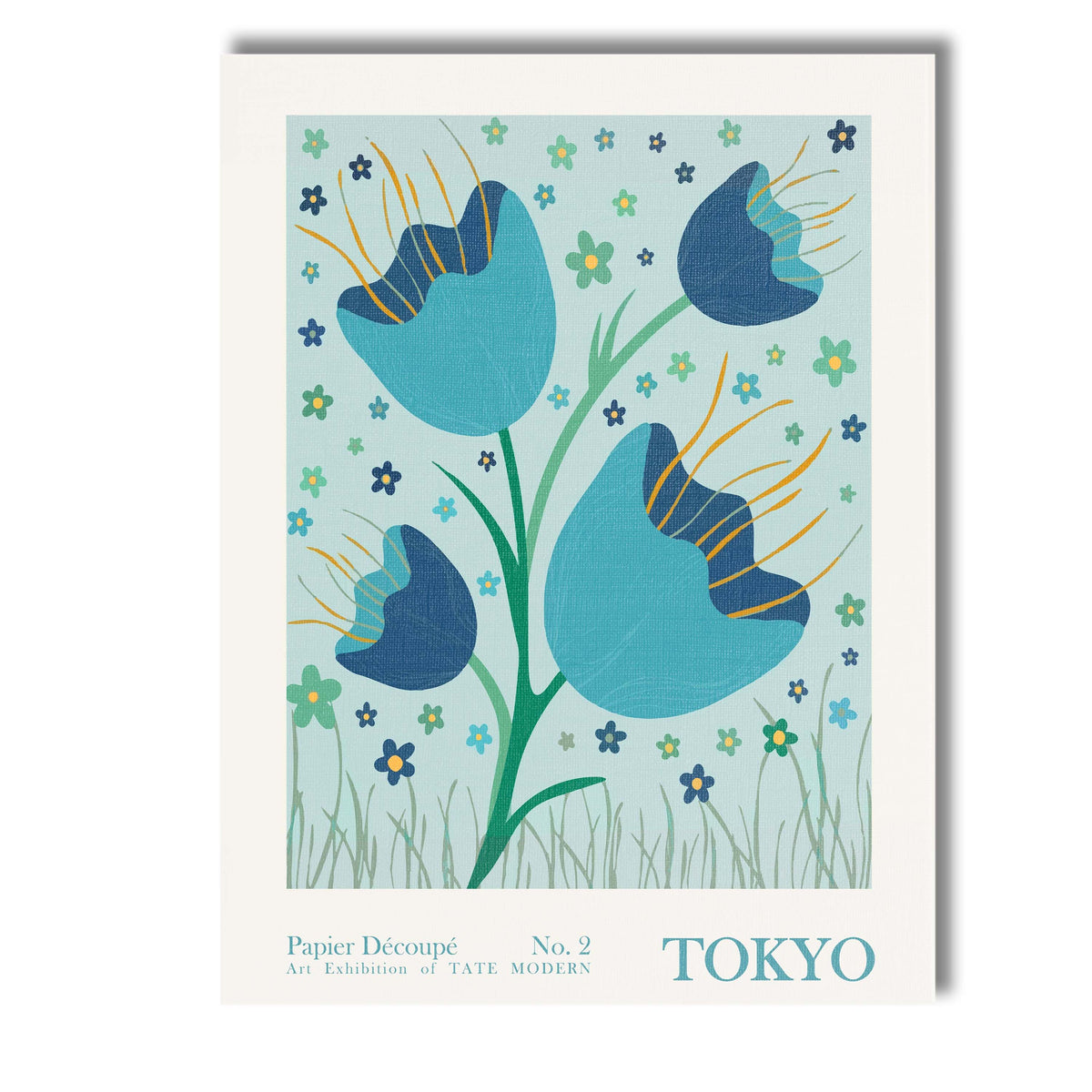 Blue Tulip Scandinavian Floral Market Poster Canvas Wall Art Print Decor Picture Ready to Hang