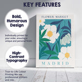 Teal White Botanical Bloom Market Poster Print Canvas Wall Art Print Decor Picture Ready to Hang