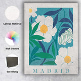 Teal White Botanical Bloom Market Poster Print Canvas Wall Art Print Decor Picture Ready to Hang
