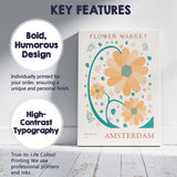 Scandinavian Flower Market Amsterdam Daisy Botanical Illustration Poster Canvas Wall Art Print Decor Picture Ready to Hang