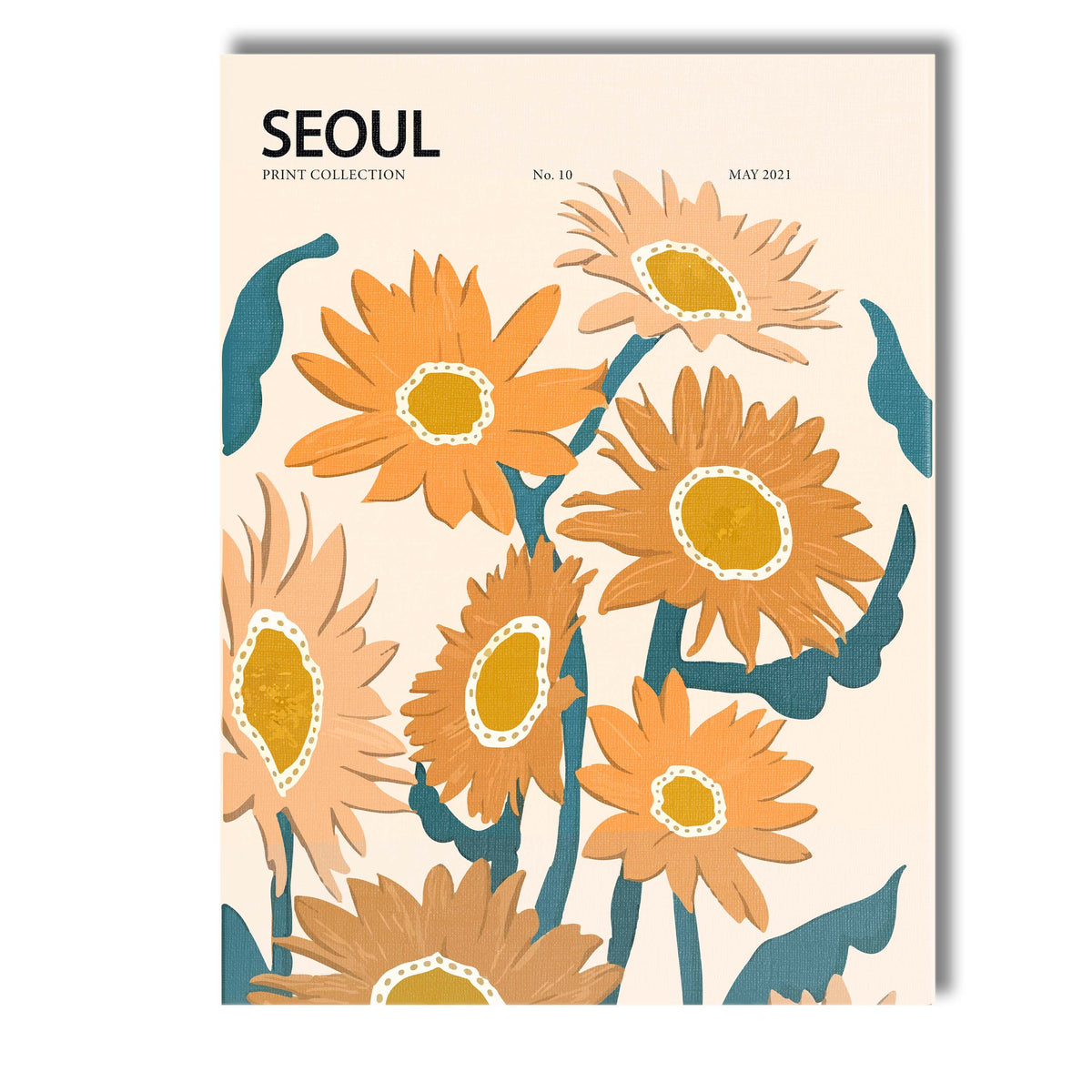 Modern Seoul Sunflower Floral Market Poster Artwork Canvas Wall Art Print Decor Picture Ready to Hang