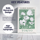 Sage Green White Poppy Botanical Flower Market Poster Canvas Wall Art Print Decor Picture Ready to Hang