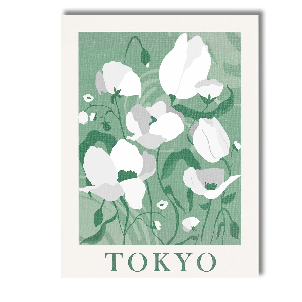 Sage Green White Poppy Botanical Flower Market Poster Canvas Wall Art Print Decor Picture Ready to Hang