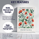 Modern Flower Market Fontana Red Poppy Botanical Poster Canvas Wall Art Print Decor Picture Ready to Hang