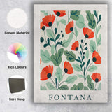 Modern Flower Market Fontana Red Poppy Botanical Poster Canvas Wall Art Print Decor Picture Ready to Hang