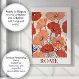 Flower Market Rome Coral And Scarlet Poppy Botanical Poster Canvas Wall Art Print Decor Picture Ready to Hang
