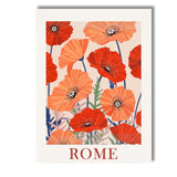 Flower Market Rome Coral And Scarlet Poppy Botanical Poster Canvas Wall Art Print Decor Picture Ready to Hang