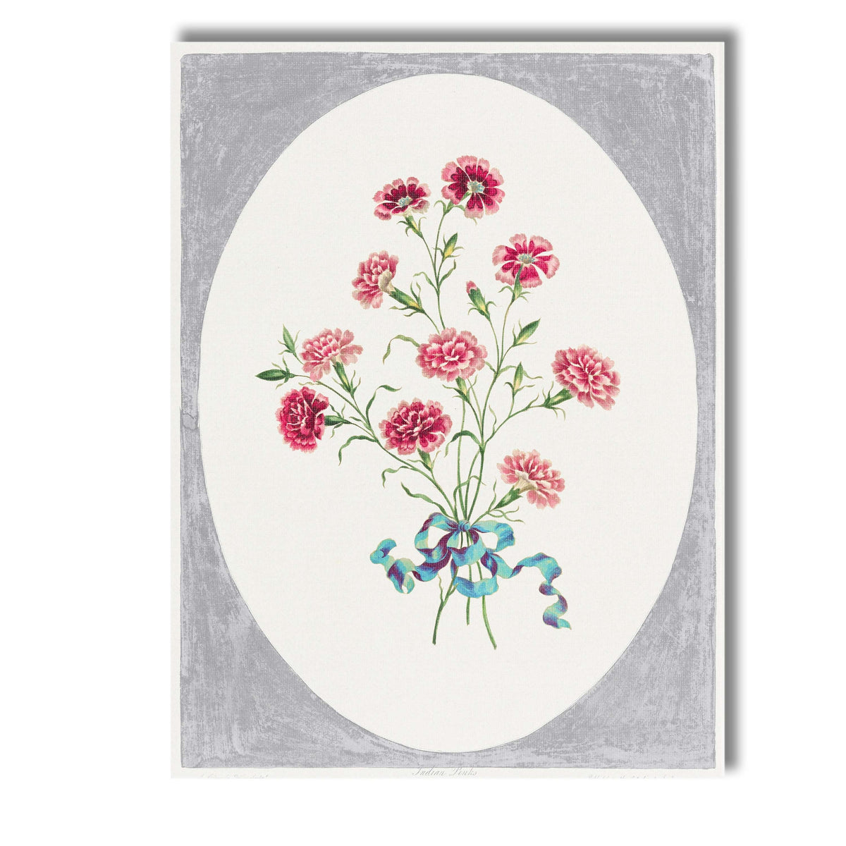 Antique Pink Carnation Bouquet Botanical Illustration Canvas Wall Art Print Decor Picture Ready to Hang