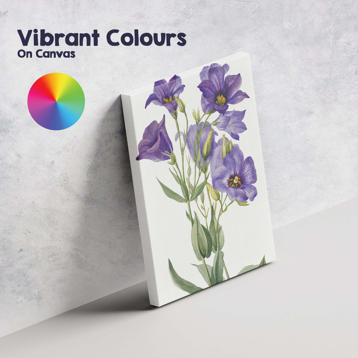 Purple Lisianthus Botanical Watercolour Flower Illustration Canvas Wall Art Print Decor Picture Ready to Hang