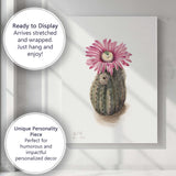 Pink Cactus Bloom Desert Botanical Watercolour Illustration Canvas Wall Art Print Decor Picture Ready to Hang