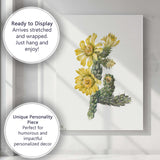 Yellow Flowering Cactus Botanical Desert Watercolour Canvas Wall Art Print Decor Picture Ready to Hang