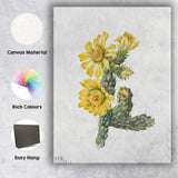 Yellow Flowering Cactus Botanical Desert Watercolour Canvas Wall Art Print Decor Picture Ready to Hang