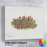 Wildflower Camp Pink Moss Phlox Botanical Watercolour Canvas Wall Art Print Decor Picture Ready to Hang
