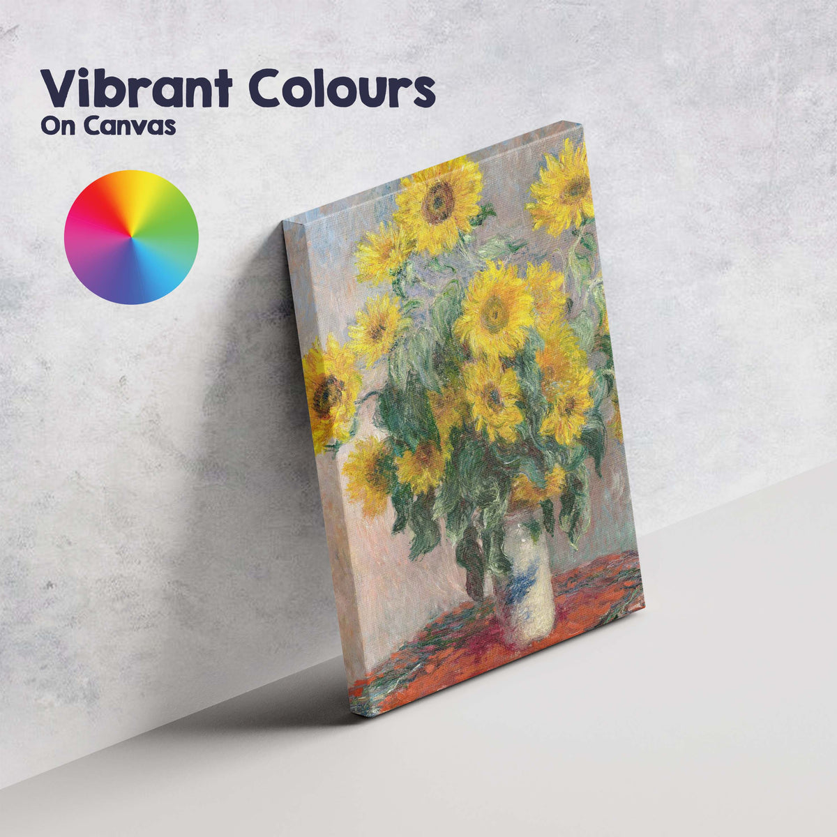 Impressionist Yellow Sunflower Bouquet Floral Painting Canvas Wall Art Print Decor Picture Ready to Hang
