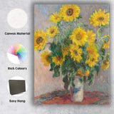 Impressionist Yellow Sunflower Bouquet Floral Painting Canvas Wall Art Print Decor Picture Ready to Hang