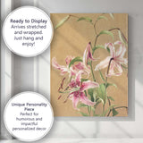 Elegant Pink Stargazer Lily Botanical Floral Painting Canvas Wall Art Print Decor Picture Ready to Hang