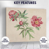 Antique Coral Peony Botanical Flower Illustration Canvas Wall Art Print Decor Picture Ready to Hang