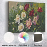 Romantic Peony Flower Garden Oil Painting Floral Artwork Canvas Wall Art Print Decor Picture Ready to Hang