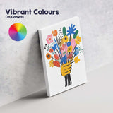 Modern Colourful Abstract Floral Bouquet Illustration Canvas Wall Art Print Decor Picture Ready to Hang
