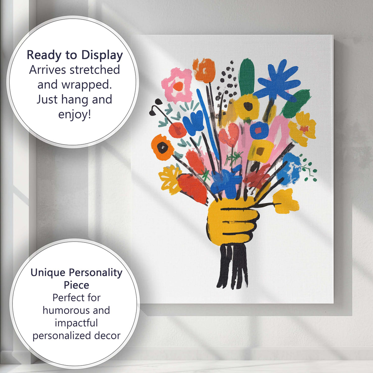 Modern Colourful Abstract Floral Bouquet Illustration Canvas Wall Art Print Decor Picture Ready to Hang