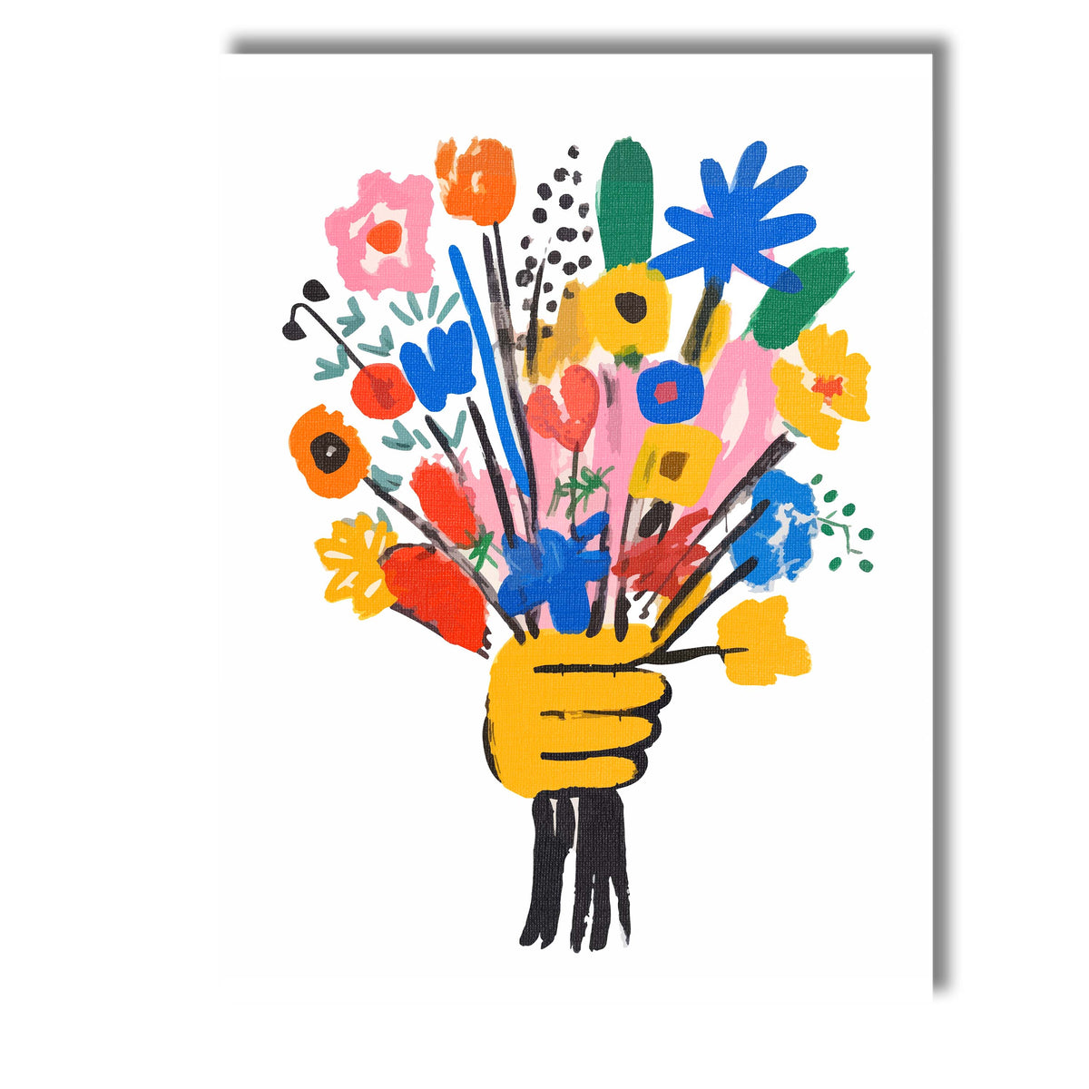 Modern Colourful Abstract Floral Bouquet Illustration Canvas Wall Art Print Decor Picture Ready to Hang