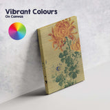 Japanese Style Golden Chrysanthemum Floral Painting Canvas Wall Art Print Decor Picture Ready to Hang
