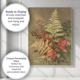 Autumn Fern Fronds And Red Woodland Leaves Botanical Study Canvas Wall Art Print Decor Picture Ready to Hang