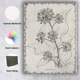 Antique Irish Ivy Flower And Berry Botanical Drawing Canvas Wall Art Print Decor Picture Ready to Hang