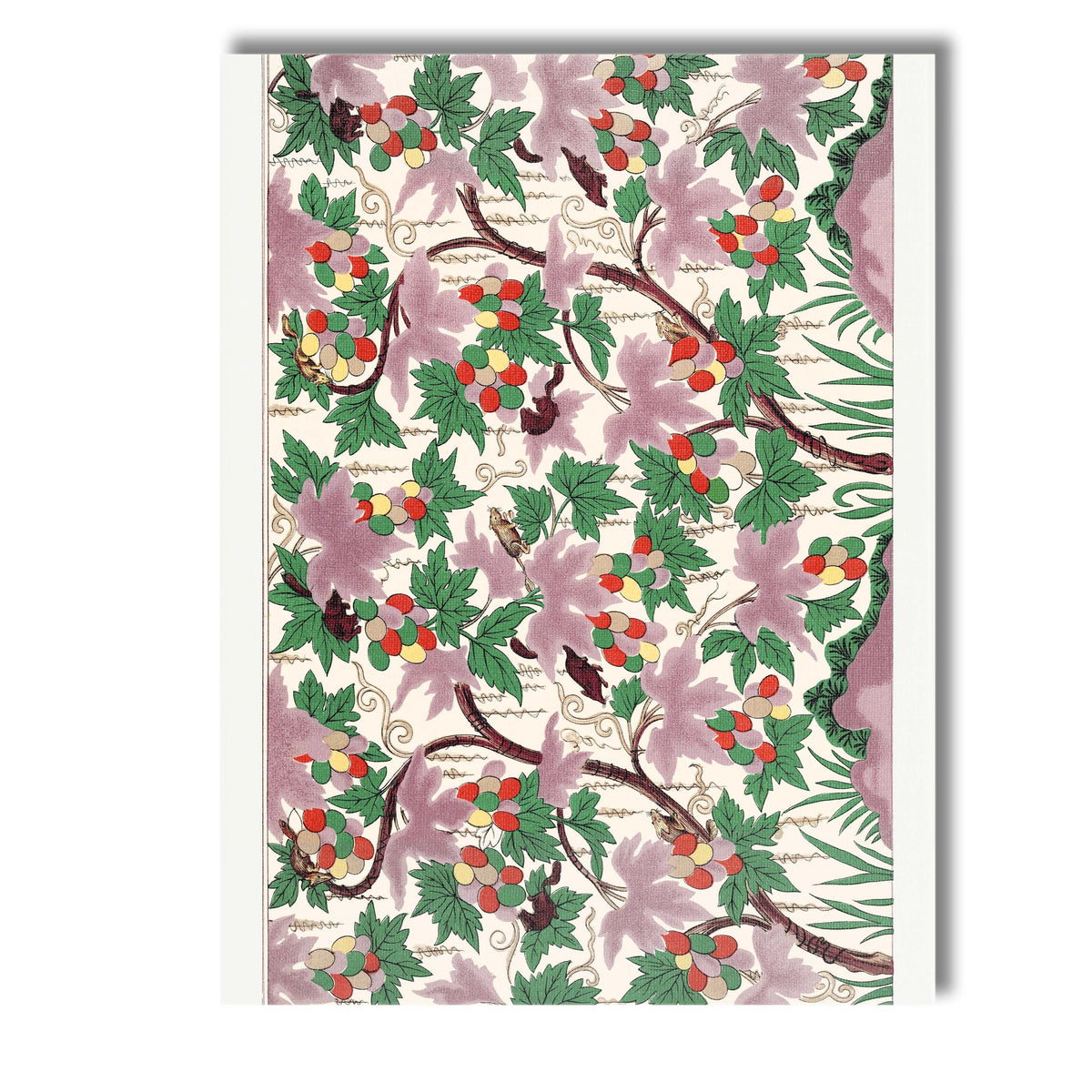 Art Deco Grape Vine Pattern In Soft Pink Green And Cream Canvas Wall Art Print Decor Picture Ready to Hang