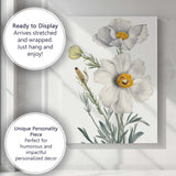 White Poppy Botanical Watercolour Flower Study Elegant Floral Canvas Wall Art Print Decor Picture Ready to Hang