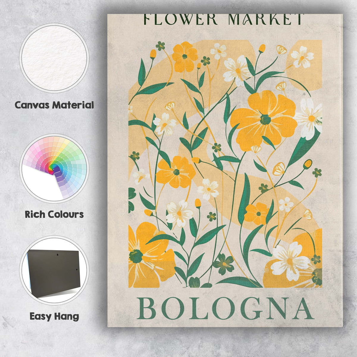 Yellow Wildflower Flower Market Poster Scandinavian Floral Design Canvas Wall Art Print Decor Picture Ready to Hang
