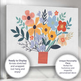 Modern Paper Cut Floral Arrangement Decorative Vase Illustration Canvas Wall Art Print Decor Picture Ready to Hang