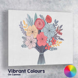 Pastel Floral Bouquet Contemporary Botanical Illustration Canvas Wall Art Print Decor Picture Ready to Hang