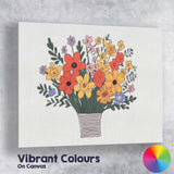 Colourful Hand Drawn Wildflower Bouquet Floral Vase Illustration Canvas Wall Art Print Decor Picture Ready to Hang
