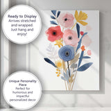 Modern Paper Cut Floral Bouquet Pastel Botanical Design Canvas Wall Art Print Decor Picture Ready to Hang