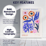 Scandinavian Oslo Flower Market Retro Botanical Poster Canvas Wall Art Print Decor Picture Ready to Hang