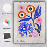 Scandinavian Oslo Flower Market Retro Botanical Poster Canvas Wall Art Print Decor Picture Ready to Hang
